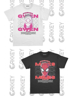 Shoprise Spiderman&gwen Baskılı Oversize Sevgili Couple T-Shirt Modelleri