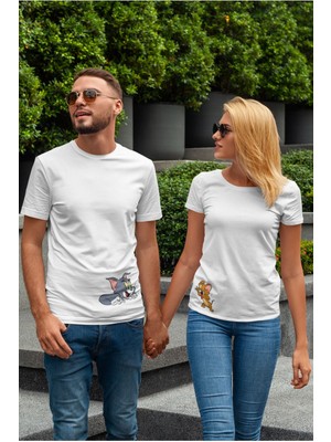 Oversize Tom And Jerry Baskılı Sevgili T-Shirt