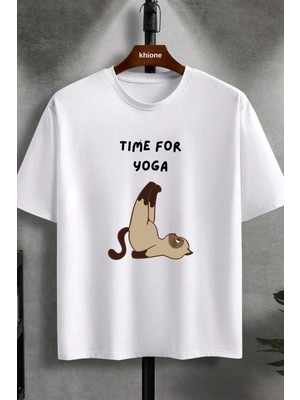 Unisex Tasarım Time For Yoga Baskılı %100 Pamuk T-Shirt