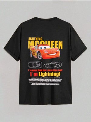 Arabalar Baskılı Oversize T-Shirt