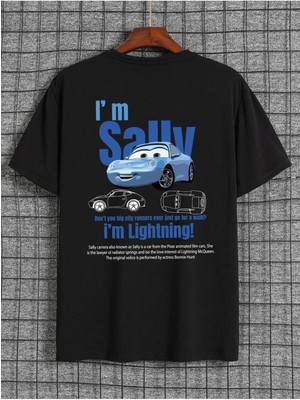 Kadın Erkek Unisex Sally & Mcqueen Cars Sevgili Çift Kombini Oversize Renkli Tshirt 2'li Takım