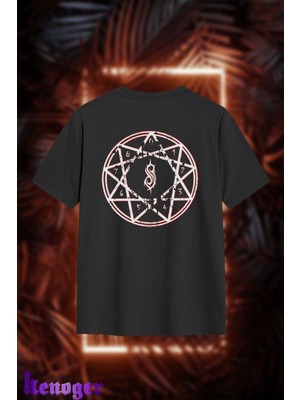 Unisex Oversize - Slipknot Pentegram Baskılı T-Shirt