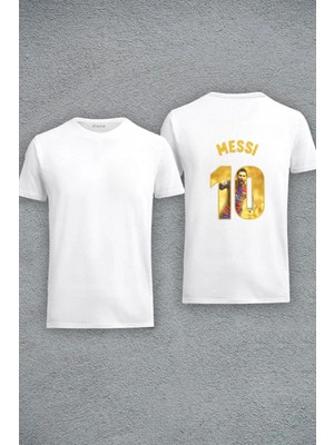 Unisex Messi Tasarım Baskılı Oversize Kısa Kol %100 Pamuk T-Shirt