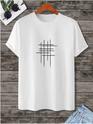 Unisex Hashtag Beyaz Oversize Bisiklet Yaka Baskılı T-Shirt