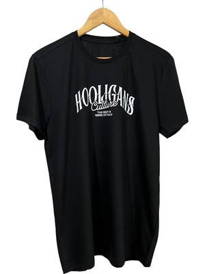 Hooligans %100 Pamuklu Bisiklet Yaka Baskılı Kısa Kollu T-Shirt