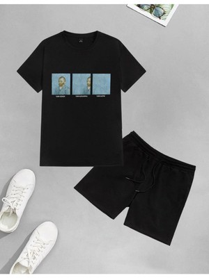 Oversize Van Gogh Baskılı Alt Üst Takım