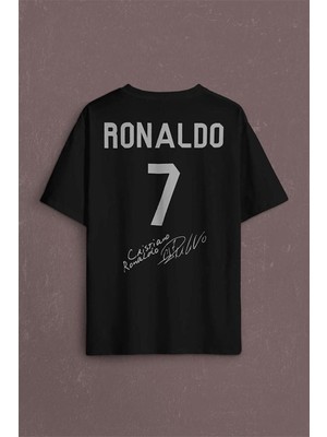 Unisex Tasarım Ronaldo Baskılı Oversize %100 Pamuk T-Shirt
