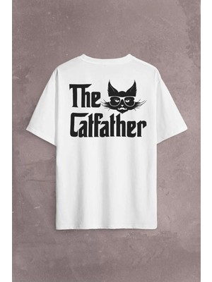 Unisex The Catfather Baskılı Oversize %100 Pamuk T-Shirt