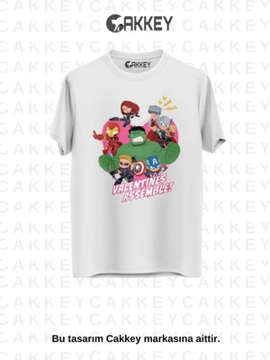 Marvel Avengers Valentine Assemble Baskılı T-Shirt