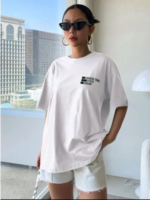 Unisex Cheris Time Baskılı Oversize Tsihirt