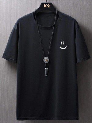 Unisex Gülücük Baskılı Oversize T-Shirt