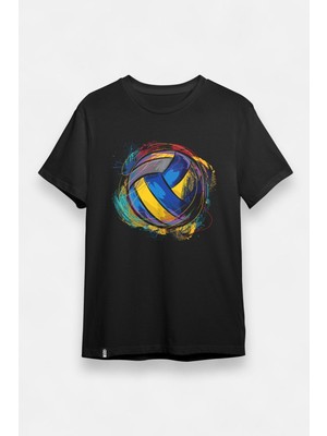 Unisex Voleybol Temalı Baskılı Tişört
