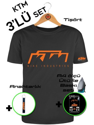 Ktm Racing Tişört 3'lü Set Tişört-Anahtarlık-A4 Tekstil Baskı Seti