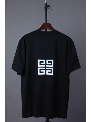 Unisex Tasarım Arkası Şekil Baskılı Oversize Kısa Kol %100 Pamuk T-Shirt