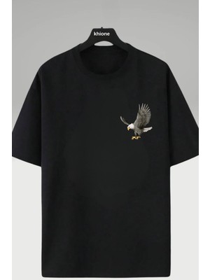 Unisex Kartal Baskılı %100 Pamuk T-Shirt