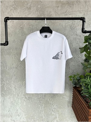 Kurt Baskılı Beyaz Erkek Tshirt