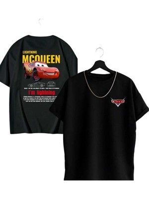 Disney Arabalar Sally ve Mcqueen Baskılı Oversize Unisex Tshirt