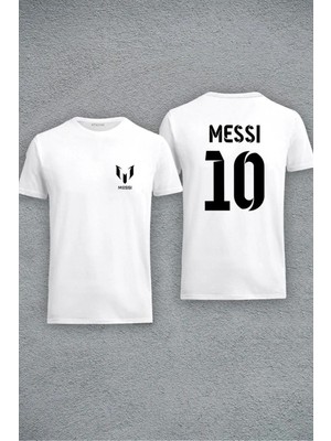 Unisex Messi Tasarım Baskılı Oversize Kısa Kol %100 Pamuk T-Shirt
