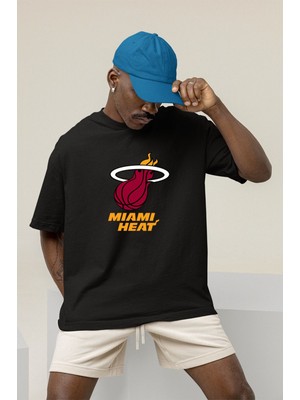 Jimmy Butler Miami Heart Baskılı Siyah Oversize Unisex Tshirt