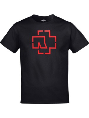 Unisex Siyah Rammstein Logo Baskılı Tshirt