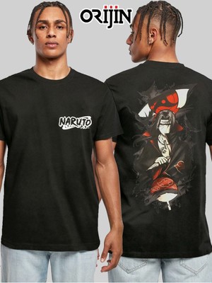 Shoprise Naruto Akatsuki Itachi Uchiha Crows Baskılı Unisex Siyah Tshirt