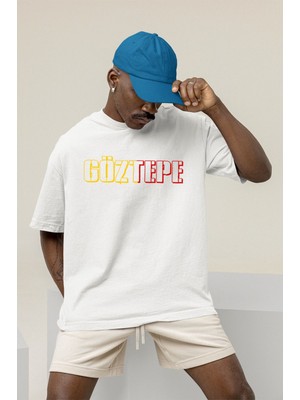 Göztepe Ön ve Sırt Baskılı Beyaz Oversize Unisex Tshirt