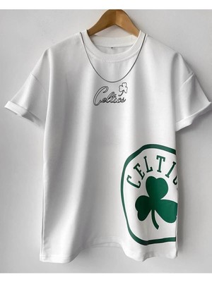 Unisex Baskı Detaylı Rahat Kesim Oversize T-Shirt