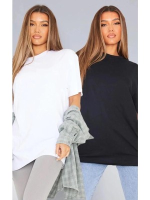 Unisex 2'li  Oversize %100 Pamuk T-Shirt