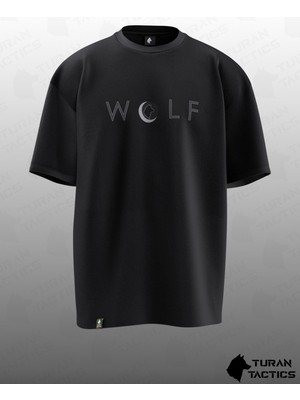Wolf Yazısı Tasarımlı Oversıze Unısex T-Shırt