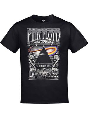 Unisex Siyah Pink Floyd Carnegie Hall Baskılı Tshirt