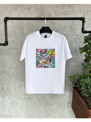 Bam Baskılı Beyaz Erkek Tshirt