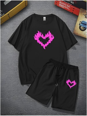 Butterfly Baskılı Oversize Pamuk Penye Kumaş Siyah Tshirt