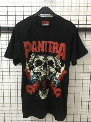 Unisex Siyah Pantera Baskılı Tshirt
