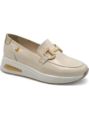 Kadın Airflow Gold Tokalı Deri Loafer Bej 2216647Y