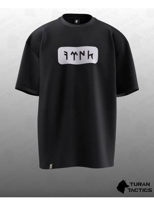 Göktürkçe Türk V2 Tasarımlı Oversıze Unısex T-Shırt