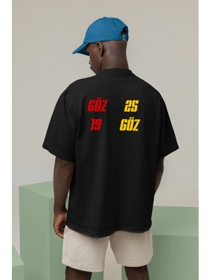 Göztepe Göz Göz 1925 Ön ve Sırt Baskılı Siyah Oversize Unisex Tshirt
