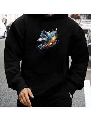 Erkek Unisex Oversize Renkli Kurt Kafası 3D Tişört