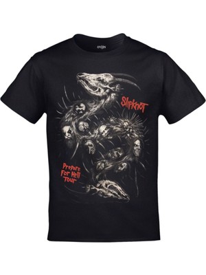 Slipknot Prepare For Hell Tour Baskılı Unisex Siyah Tshirt