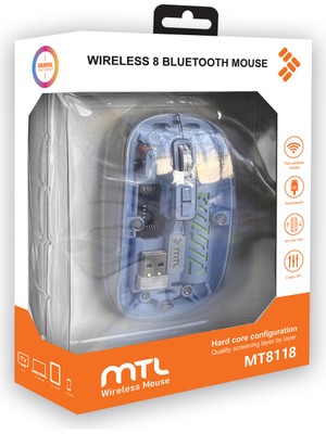 Mtl Kablosuz Mouse Şeffaf Tasarımlı Çift Mod – Şarjlı, Sessiz Tıklama MT8118