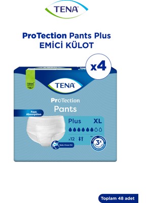 Tena Proskin Pants Plus Emici Külot, En Büyük Boy (Xl), 6 Damla, 12'Li 4 Paket 48 Adet