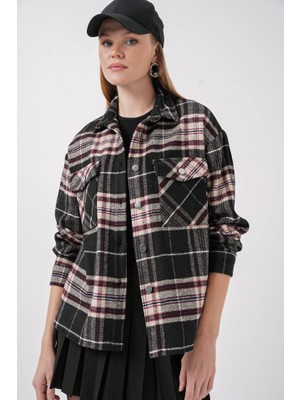 Gökyüzü Moda 3854 Ekose Desen Çift Cepli Gömlek - D. Siyah