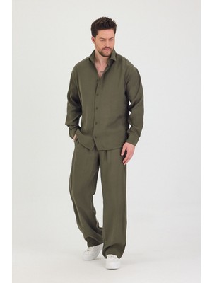 Erkek Oversize Rahat Kalıp Gömlek-Pantolon Alt-Üst Takım