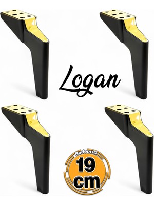 Logan 19 cm Siyah Altın 4 Adet Set Mobilya Tv Ünitesi Konsol Koltuk Kanepe Destek Ayağı Ayakları M8