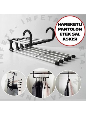 Hareketli Dolap Içi Pantolon Kravat Şal Askı Sistemi Düzenleyici Katmanlı Askılık Organizer