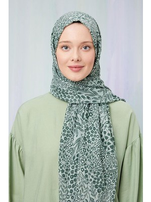 Five Scarf Yosun Yeşili Baskılı Desenli Cotton Şal