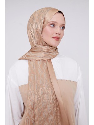 Five Scarf Sütlü Kahve Üçgen Desen Deluxe Devore Şal