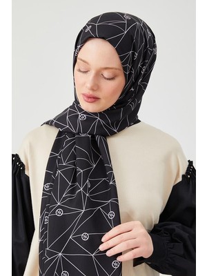 Five Scarf Taş Geometrik Desen Violet Medine İpeği Şal