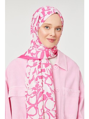 Fuşya Yonca Desen Mono Şal