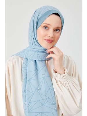 Five Scarf Mint Yeşili Geometrik Desen Violet Medine İpeği Şal