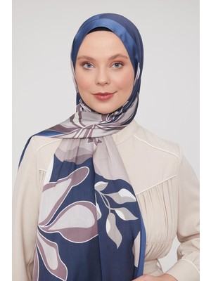 Five Scarf İndigo Soyut Çiçek Desen Brand Şal